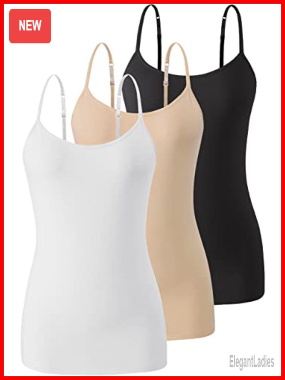 Cotton Camisole Tops with Built in Bra Adjustable Spaghetti Strap